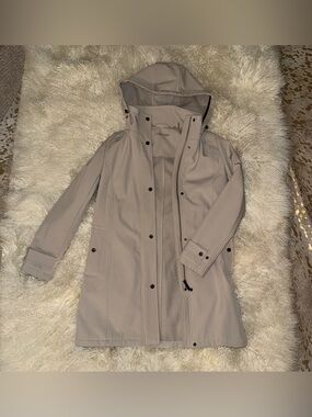 Calvin Klein Hooded Trench Coat in Light Taupe